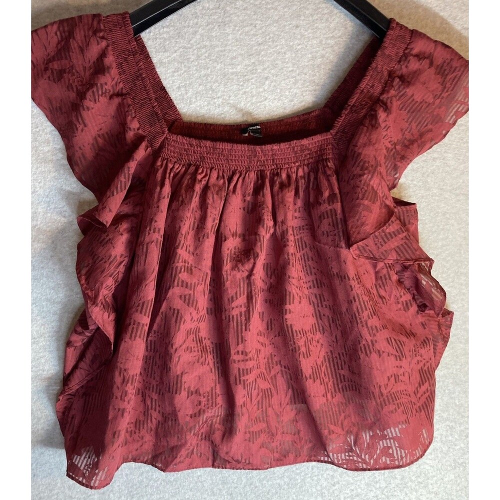 Express Floral Blouse Sz Xl Boho Sheer Ruffle Cottagecore Festival Summer